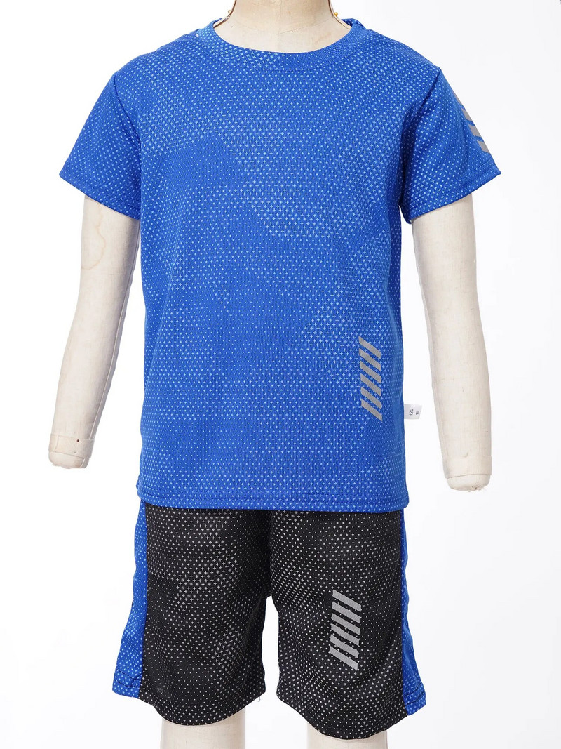Горещо лято Детски момчешки спортен костюм Тениска с къс ръкав с бързосъхнещи шорти Спортно облекло Футбол Баскетбол Игра Тренировъчни костюми