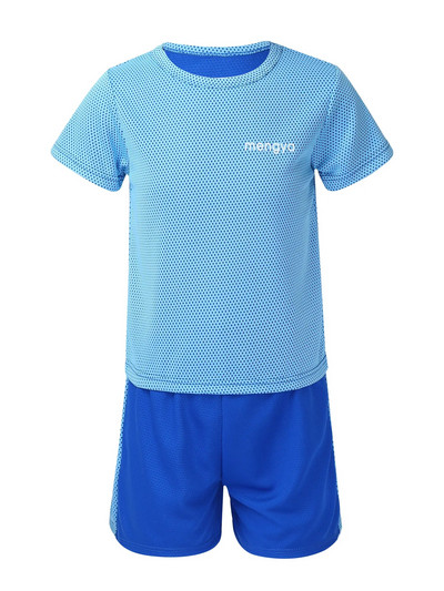 Спортен костюм за деца, момичета, момчета, дишащ мрежест анцуг, тениска с къси ръкави и къси панталони, комплект бързосъхнещи спортни дрехи за упражнения