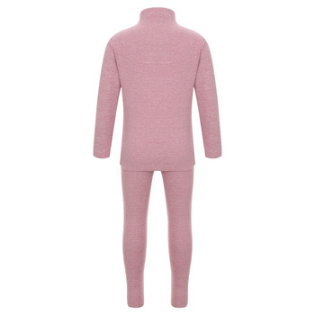 Unisex Παιδικά Κορίτσια Αγόρια Μονόχρωμα Sleepwear Θερμικά Εσώρουχα Σετ Ζεστά Σαλόνια Mock Λαιμόκοψη μακρυμάνικο μπλουζάκι με κολάν