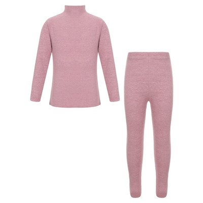 Унисекс Деца Момичета Момчета Едноцветно спално облекло Термо бельо Комплект Топли салони Тениска с дълъг ръкав и клин