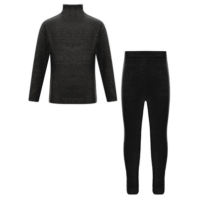 Унисекс Деца Момичета Момчета Едноцветно спално облекло Термо бельо Комплект Топли салони Тениска с дълъг ръкав и клин