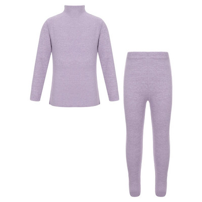 Унисекс Деца Момичета Момчета Едноцветно спално облекло Термо бельо Комплект Топли салони Тениска с дълъг ръкав и клин