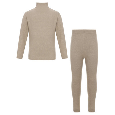 Унисекс Деца Момичета Момчета Едноцветно спално облекло Термо бельо Комплект Топли салони Тениска с дълъг ръкав и клин