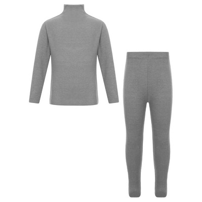 Унисекс Деца Момичета Момчета Едноцветно спално облекло Термо бельо Комплект Топли салони Тениска с дълъг ръкав и клин