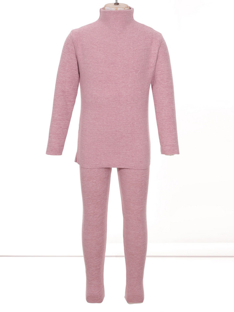 Унисекс Деца Момичета Момчета Едноцветно спално облекло Термо бельо Комплект Топли салони Тениска с дълъг ръкав и клин