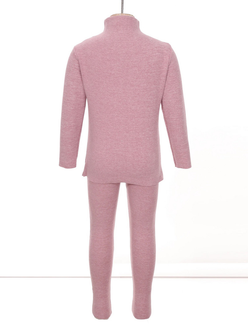 Унисекс Деца Момичета Момчета Едноцветно спално облекло Термо бельо Комплект Топли салони Тениска с дълъг ръкав и клин