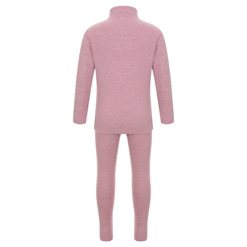 Унисекс Деца Момичета Момчета Едноцветно спално облекло Термо бельо Комплект Топли салони Тениска с дълъг ръкав и клин