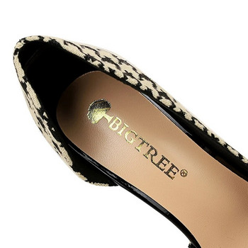 Обувки BIGTREE 2023 Пролетни дамски помпи Перлена метална верига Високи токчета Карирани зърнести обувки Дамски токчета Луксозни банкетни обувки 43