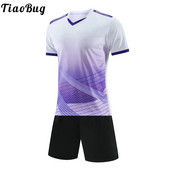 2023 Детски, момчета, момичета, спортен костюм, футболна униформа, градиентен цвят, тениска с V-образно деколте, къси ръкави и шнурове, шорти, тренировъчно облекло