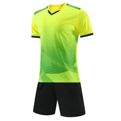 2023 Детски, момчета, момичета, спортен костюм, футболна униформа, градиентен цвят, тениска с V-образно деколте, къси ръкави и шнурове, шорти, тренировъчно облекло