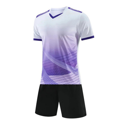 2023 Детски, момчета, момичета, спортен костюм, футболна униформа, градиентен цвят, тениска с V-образно деколте, къси ръкави и шнурове, шорти, тренировъчно облекло