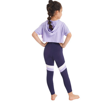 Παιδικά κοριτσίστικα αθλητικά κοστούμια για τζόκινγκ Στολή γυμναστικής γιόγκα κοντομάνικο μπλουζάκι με παντελόνι γυμναστική για τρέξιμο πουλόβερ αθλητικά