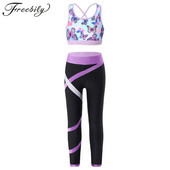 12 16 14 г. Детско спортно облекло с щампи с клинове Спортни комплекти без ръкави за деца и момичета от две части за фитнес тренировка