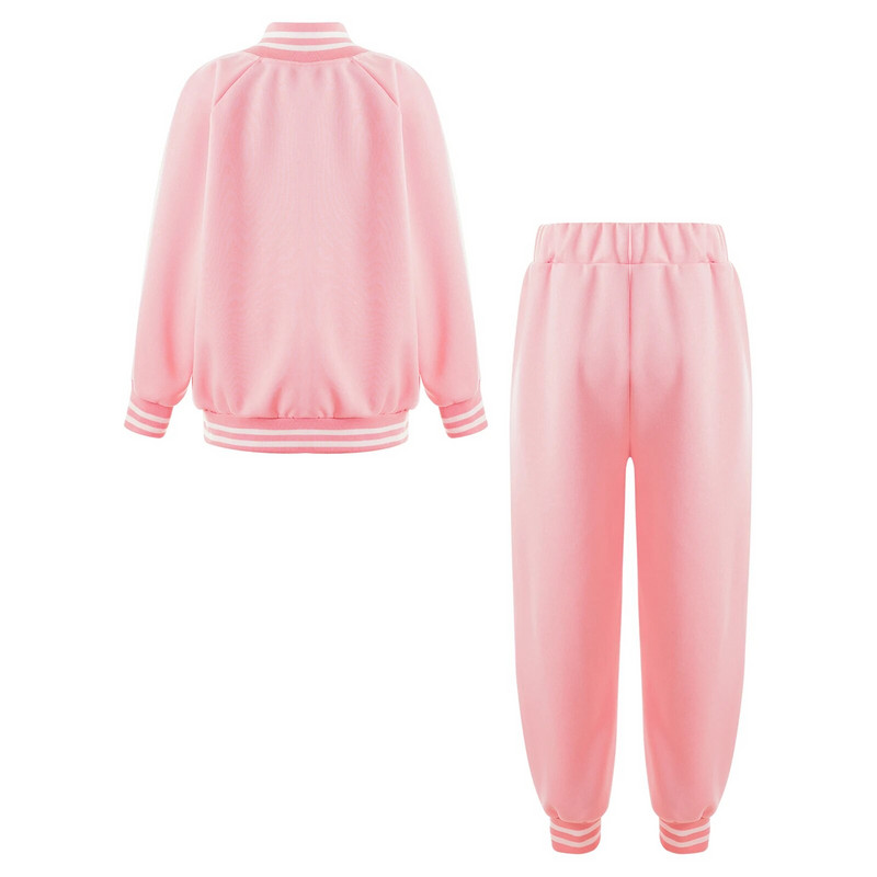 2PCS Деца Момчета Момичета Мода Писмо Бродерия Спортен Комплект Анцуг Стойка Яка Суичър с дълъг ръкав Яке със спортни панталони
