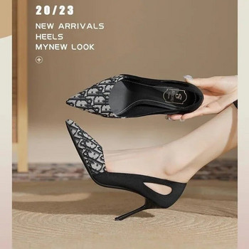 Дамски единични обувки с плитка точка на устата, темперамент, секси черни обувки на висок ток, нови модни пролетни и есенни дамски обувки, обувки