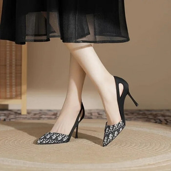 Дамски единични обувки с плитка точка на устата, темперамент, секси черни обувки на висок ток, нови модни пролетни и есенни дамски обувки, обувки