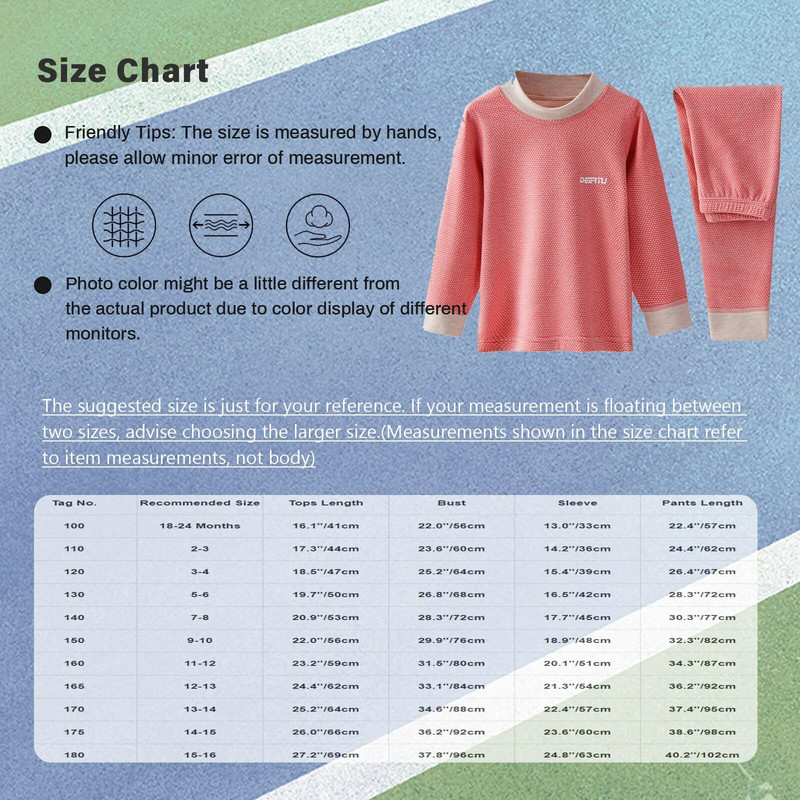 Деца Момичета Момчета Топъл комплект термо бельо от руно Горнища с дълги ръкави с фалшиво деколте с панталони Пижами за домашно облекло Домашно облекло