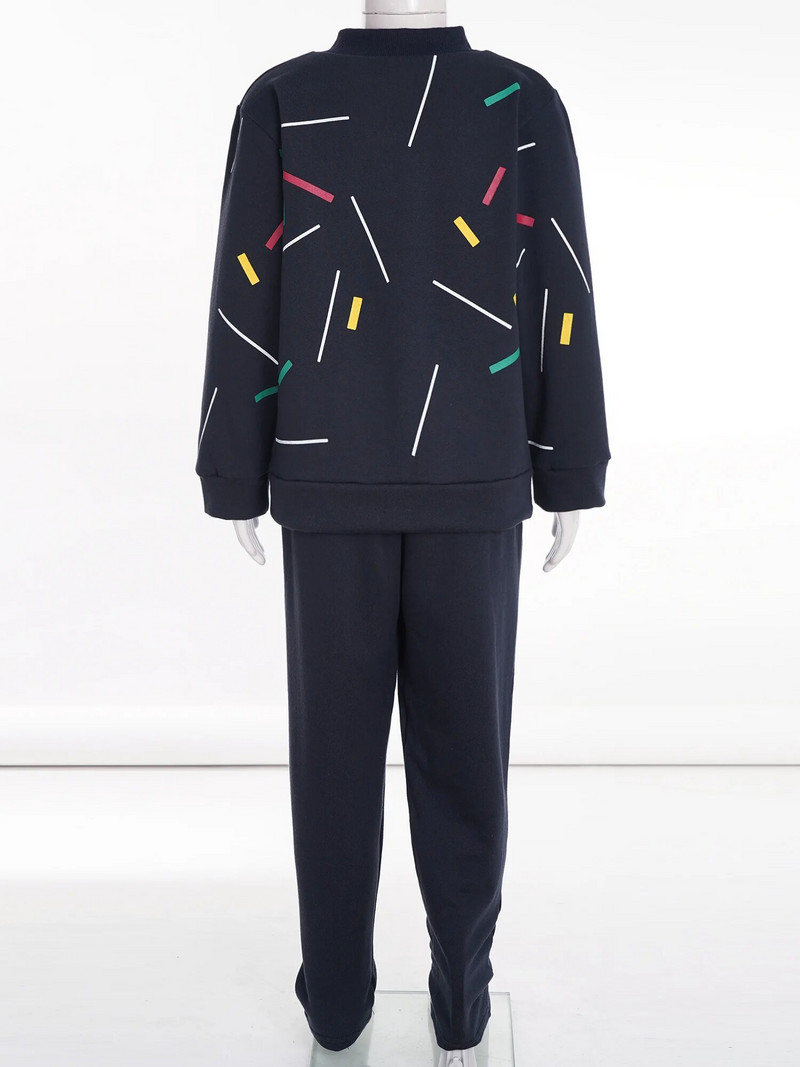 Есен Зима Деца Момчета Комплект от две части Четка за зъби Екипировка с щампа и яка Яке с дълъг ръкав и цип с панталон със средна талия