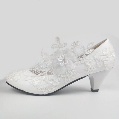 BaoYaFang White Flower Pumps Új érkezés női esküvői cipő Menyasszony Magas sarkú platform cipő női női party ruha cipő
