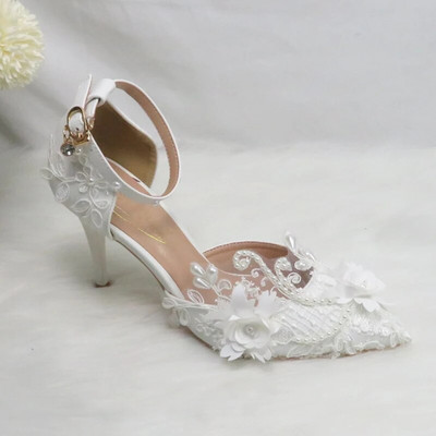 BaoYaFang White Flower Pumps Új érkezés női esküvői cipő Menyasszony Magas sarkú platform cipő női női party ruha cipő