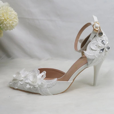 BaoYaFang White Flower Pumps Új érkezés női esküvői cipő Menyasszony Magas sarkú platform cipő női női party ruha cipő