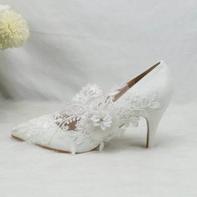 BaoYaFang White Flower Pumps Új érkezés női esküvői cipő Menyasszony Magas sarkú platform cipő női női party ruha cipő