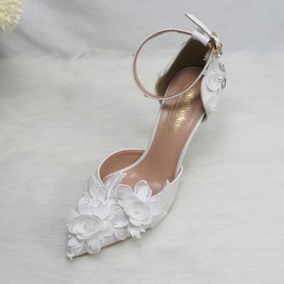 BaoYaFang White Flower Pumps Új érkezés női esküvői cipő Menyasszony Magas sarkú platform cipő női női party ruha cipő