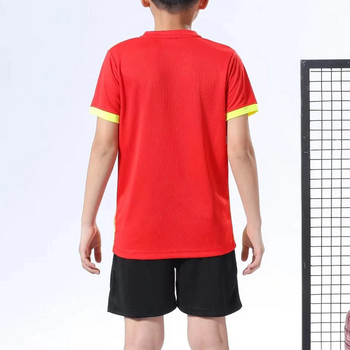 Детско футболно тренировъчно облекло Спортен костюм Футболна униформа Градиентна цветна тениска с V-образно деколте и къси ръкави с шнурове