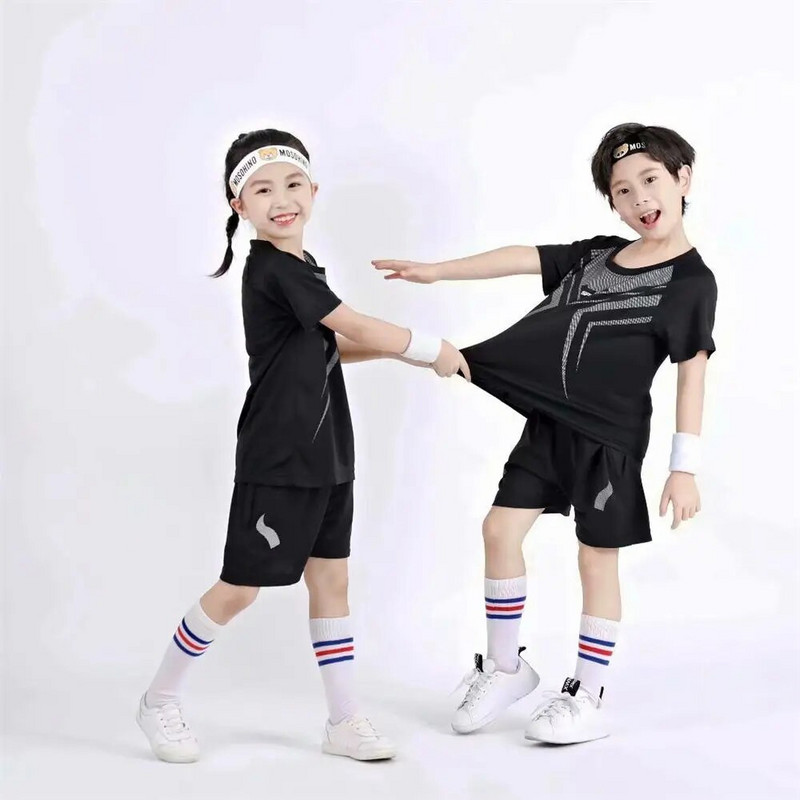 Детски футболни фланелки Момчета Момичета Футболни комплекти С къс ръкав Детски студентски униформи Фитнес Спортни анцузи Костюми Дрехи 26