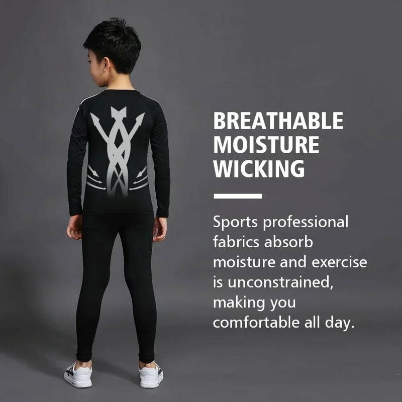 Комплекти Облекло за джогинг Тренировъчен костюм Термо Футбол Деца 1 Детско Спортно Компресионно Спортно Бельо На