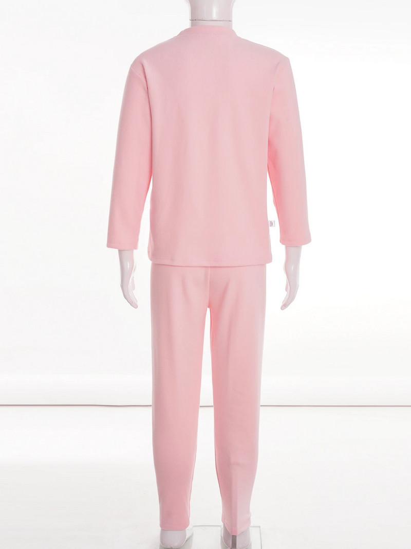 Деца Момичета Момчета Комплект термобельо Спално облекло с щампа на букви Тениска с кръгло деколте и дълъг ръкав Долна тениска с клинове Домашно облекло