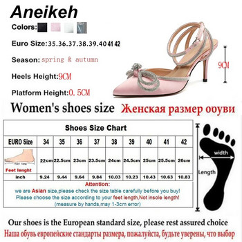 Aneikeh PVC Στιλ Glitter Γυναικείες Αντλίες Κρυστάλλινο παπιγιόν Σατέν Γυναικείο Μεταξωτό Παπούτσια πάρτι 2024 Άνοιξη Μέγεθος 35-42