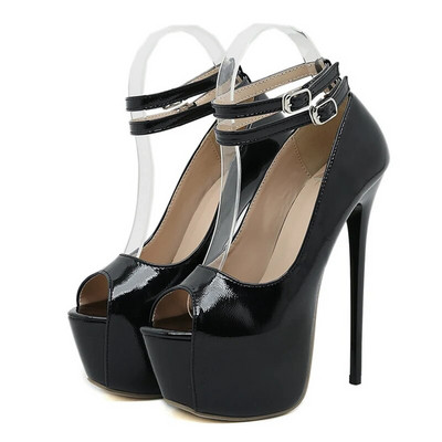 Liyke Fashion Design dubultās sprādzes siksnas platformas sandales Sieviešu pumpas Sexy Peep Toe 16,5 CM īpaši augsti papēži striptīza kurpes, baltas