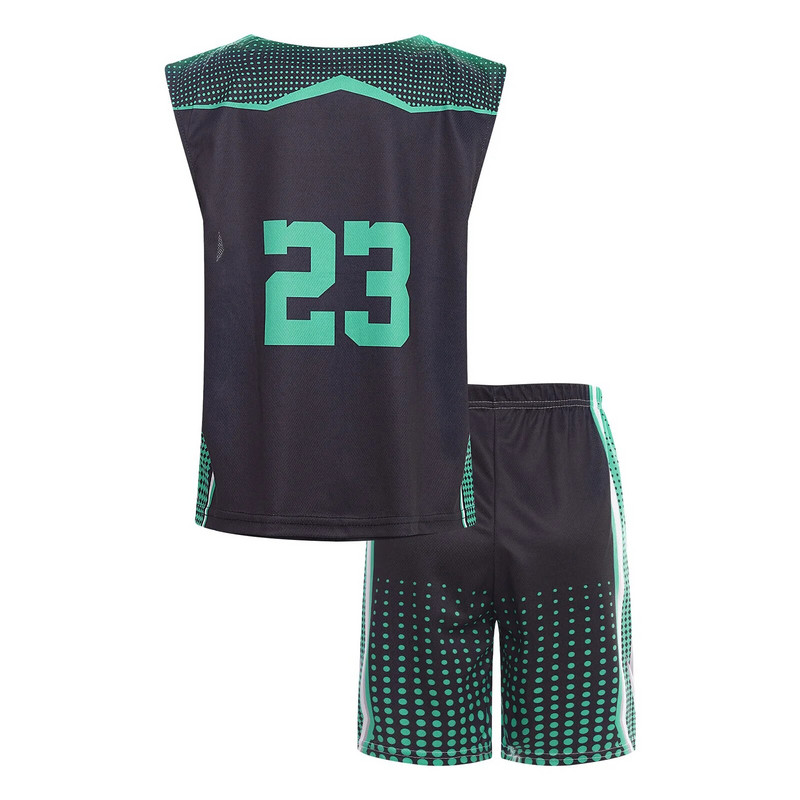 Vasaras unisex bērni zēni meitenes sporta uzvalks modes apdrukāts apaļš kakls bez piedurknēm T-krekls ar šortiem, basketbola apģērbs