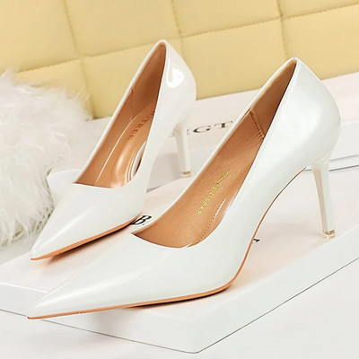 BIGTREE Cipők Elegáns Női Pumpák Fém Gombos Kitten Heels Női Cipők Stiletto bankett Cipők Hegyes magassarkú nagy 43