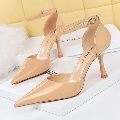 BIGTREE Cipők Elegáns Női Pumpák Fém Gombos Kitten Heels Női Cipők Stiletto bankett Cipők Hegyes magassarkú nagy 43