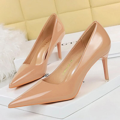 BIGTREE Cipők Elegáns Női Pumpák Fém Gombos Kitten Heels Női Cipők Stiletto bankett Cipők Hegyes magassarkú nagy 43