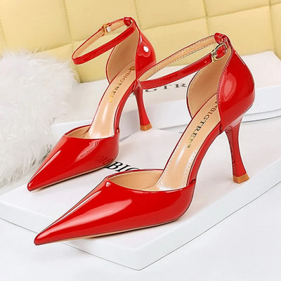 BIGTREE Cipők Elegáns Női Pumpák Fém Gombos Kitten Heels Női Cipők Stiletto bankett Cipők Hegyes magassarkú nagy 43