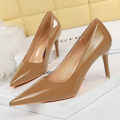 BIGTREE Cipők Elegáns Női Pumpák Fém Gombos Kitten Heels Női Cipők Stiletto bankett Cipők Hegyes magassarkú nagy 43