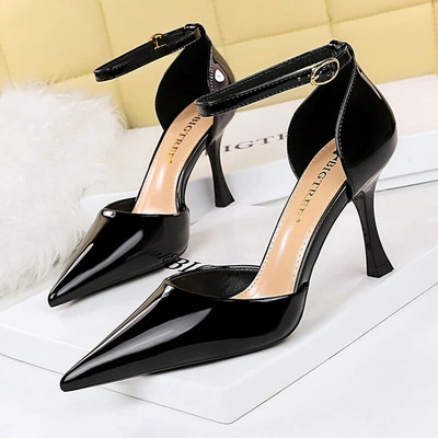 BIGTREE Cipők Elegáns Női Pumpák Fém Gombos Kitten Heels Női Cipők Stiletto bankett Cipők Hegyes magassarkú nagy 43