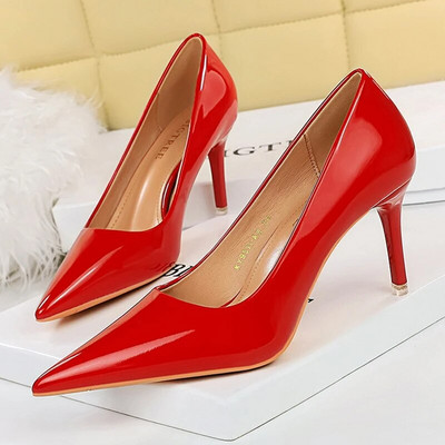 BIGTREE Cipők Elegáns Női Pumpák Fém Gombos Kitten Heels Női Cipők Stiletto bankett Cipők Hegyes magassarkú nagy 43