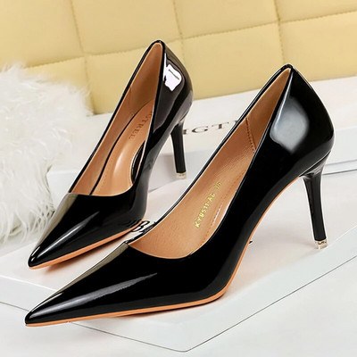 BIGTREE Cipők Elegáns Női Pumpák Fém Gombos Kitten Heels Női Cipők Stiletto bankett Cipők Hegyes magassarkú nagy 43