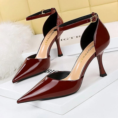 BIGTREE Cipők Elegáns Női Pumpák Fém Gombos Kitten Heels Női Cipők Stiletto bankett Cipők Hegyes magassarkú nagy 43
