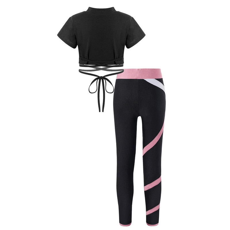 Анцуг Мода Детски момичета Спортно облекло Спортно облекло за фитнес зала Фитнес Спортен костюм Детски екипи за балет Гимнастика Комплект за йога