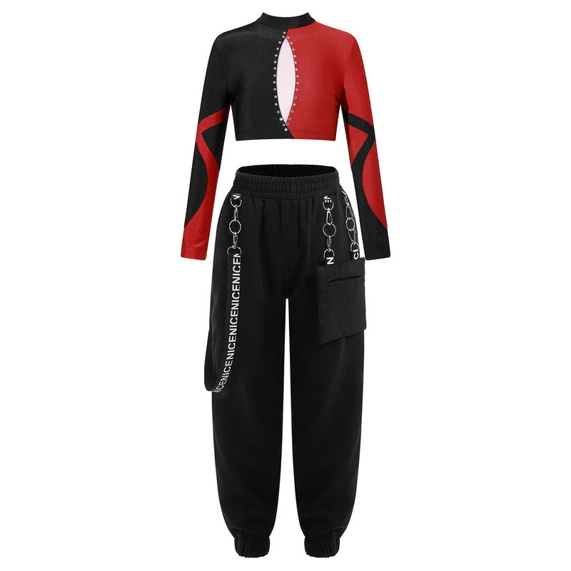 Деца, момичета, спортни костюми с дълъг ръкав, балетни гимнастически екипи, детски комплекти за бягане, йога за джаз, хип-хоп костюми за представления