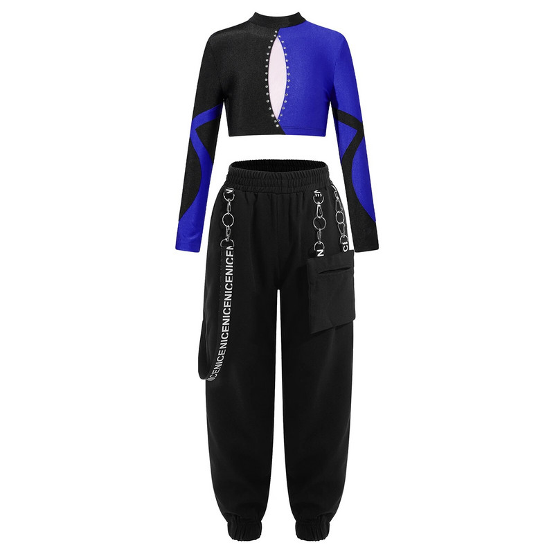 Деца, момичета, спортни костюми с дълъг ръкав, балетни гимнастически екипи, детски комплекти за бягане, йога за джаз, хип-хоп костюми за представления