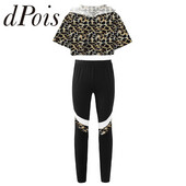 2 бр. Спортно облекло за деца, момичета, суичър с къси ръкави, горнища и панталони, комплект за йога, суичър с качулка, спортно облекло за тренировка във фитнес зала