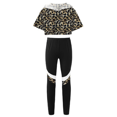 2 бр. Спортно облекло за деца, момичета, суичър с къси ръкави, горнища и панталони, комплект за йога, суичър с качулка, спортно облекло за тренировка във фитнес зала