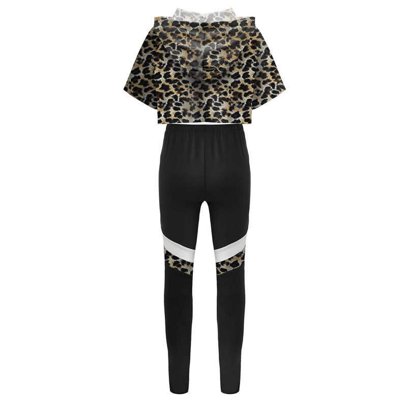 2 бр. Спортно облекло за деца, момичета, суичър с къси ръкави, горнища и панталони, комплект за йога, суичър с качулка, спортно облекло за тренировка във фитнес зала