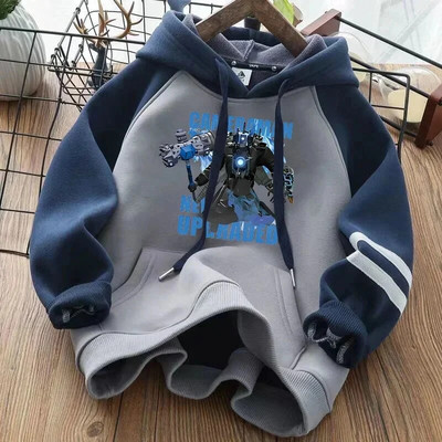 Skibidi Tualetas Vaikų megztinis Animacinių filmų žaidimas Ilgomis rankovėmis megztinis su gobtuvu Kasdienis Harajuku gatvės aprangos megztinis berniukams, mergaitėms